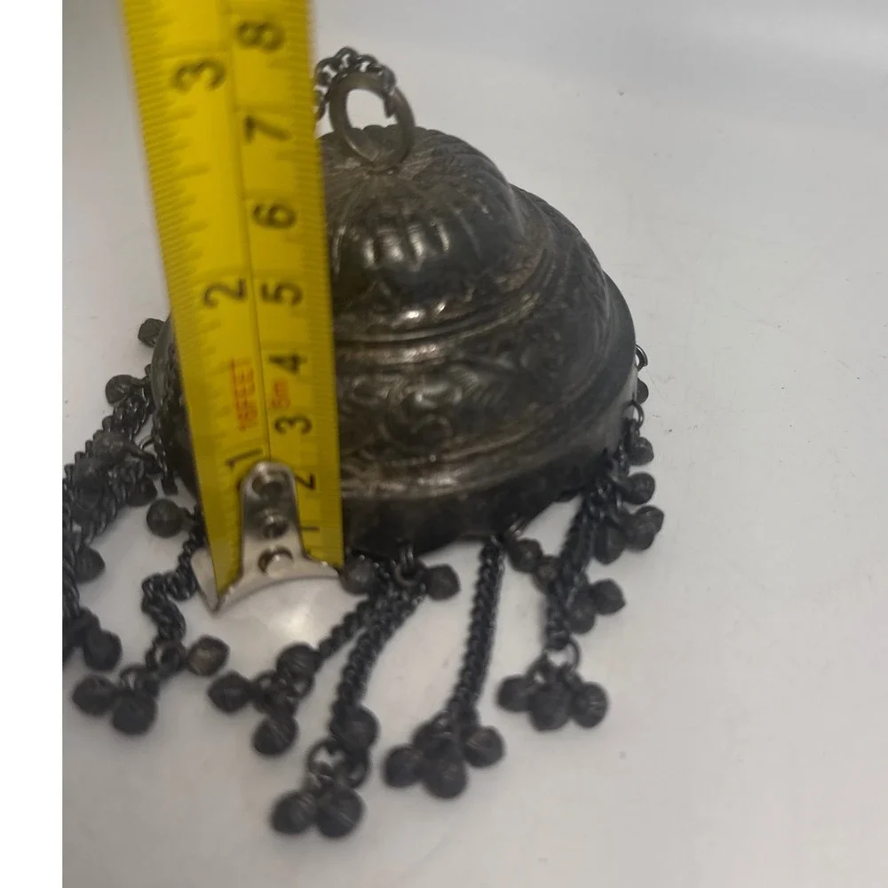 Vintage Indian Chhatra Bell Pendant Tribal Kuchi Boho Tassel with Ghungroo Bells